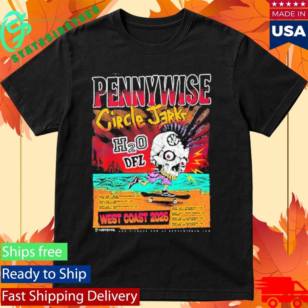 Pennywise x Circle Jerks West Coast 2026 Venue Schedule Tour Dates Shirt Unisex , , , Long Sleeve Tee