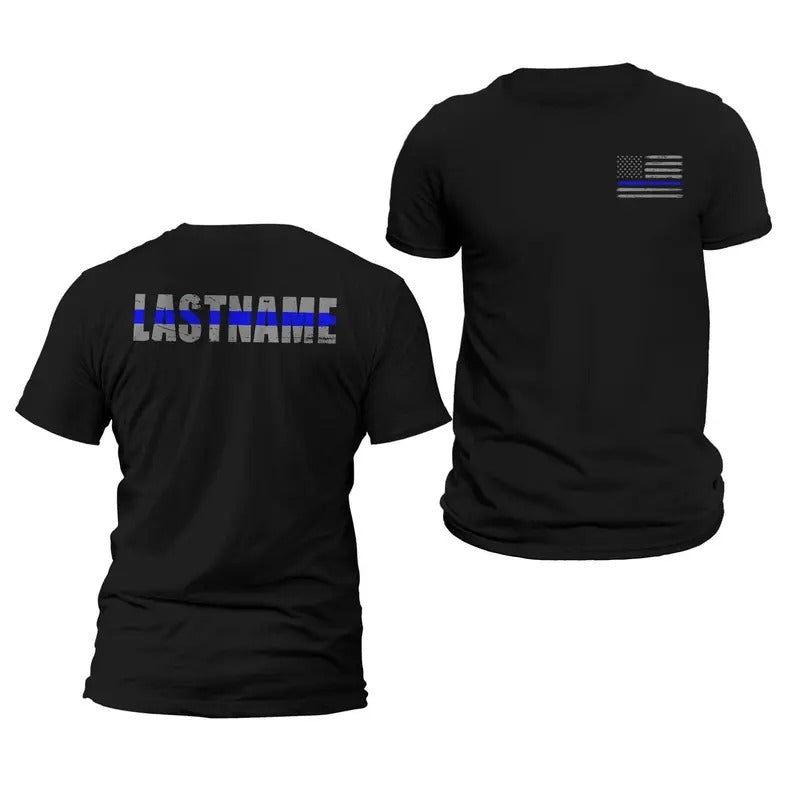 Personalized Police Thin Blue Classic Casual Cotton Menswear T-Shirts