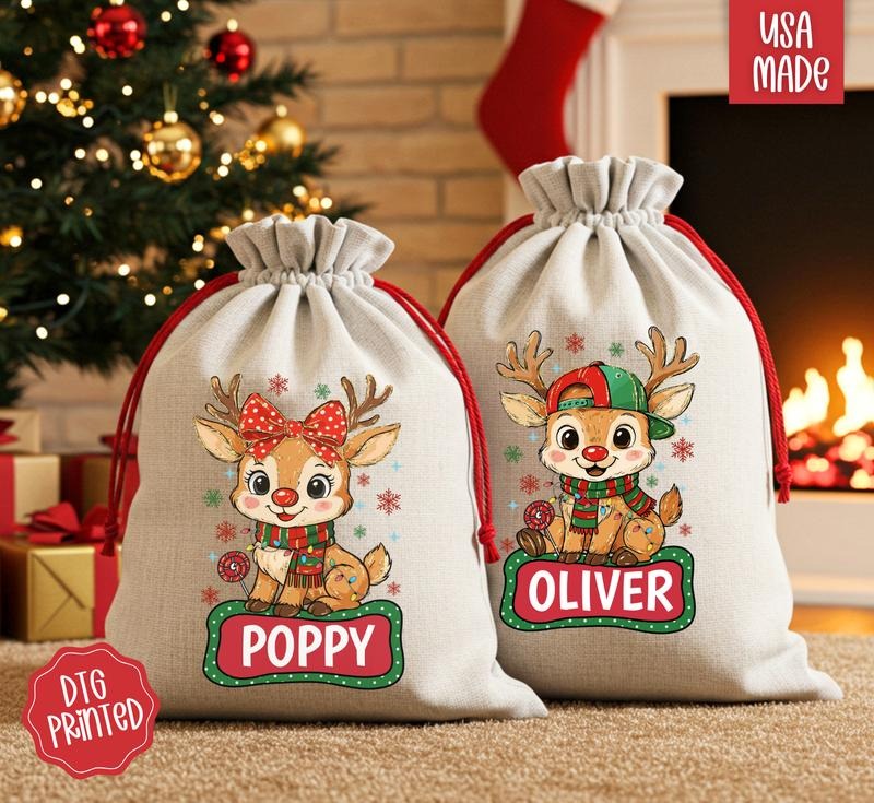 Personalized Reindeer Santa Sack Morning T-Shirts