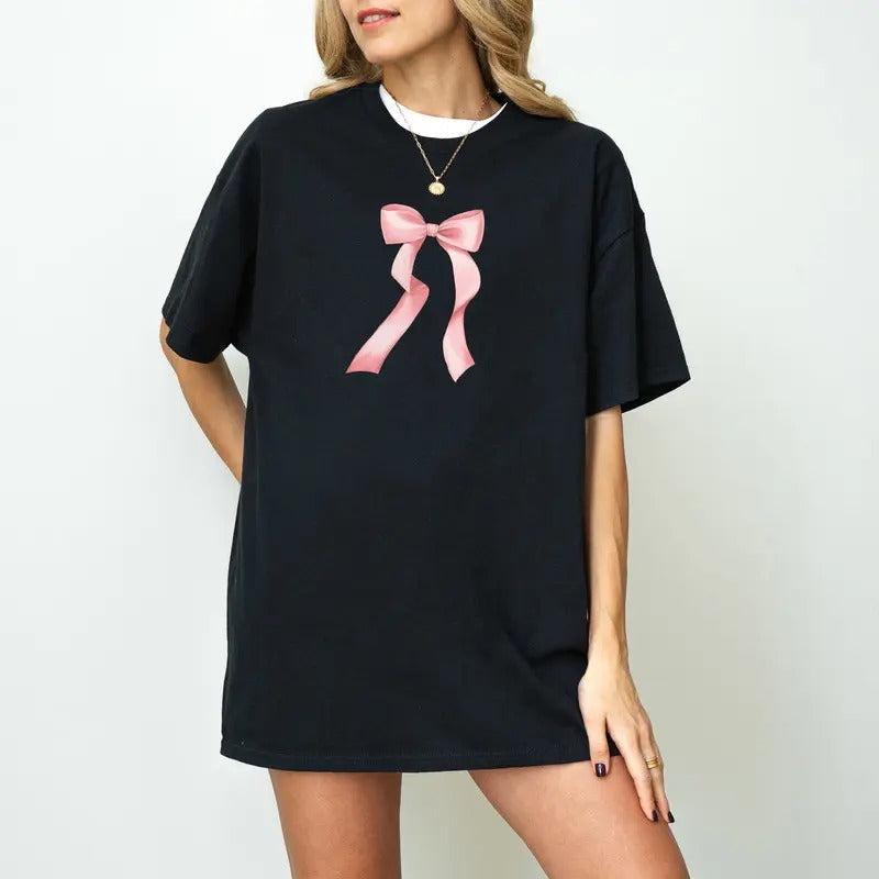 Pink Bow Shirt Coquette Bows Shirt Girlie Girl Coquette Bow Collage Soft Girl Era Shirt Ribbon Shirt Social Club T-Shirts