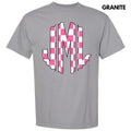 Pink Checker Monogram Comfort Colors 'NLB' T-Shirts