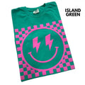 Pink Puff Checkered Happy Face Comfort Colors T-Shirts