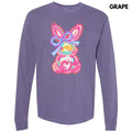 Pink Swirl Bunny Long Sleeve Comfort Colors 'NLB' T-Shirts