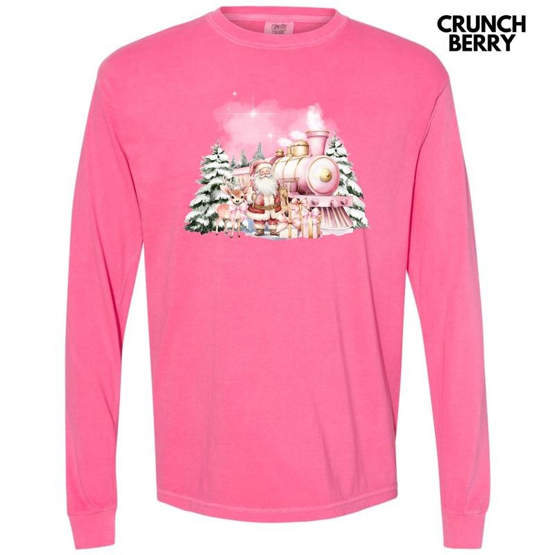 Pink Train & Santa Long Sleeve Comfort Colors 'NLB' T-Shirts