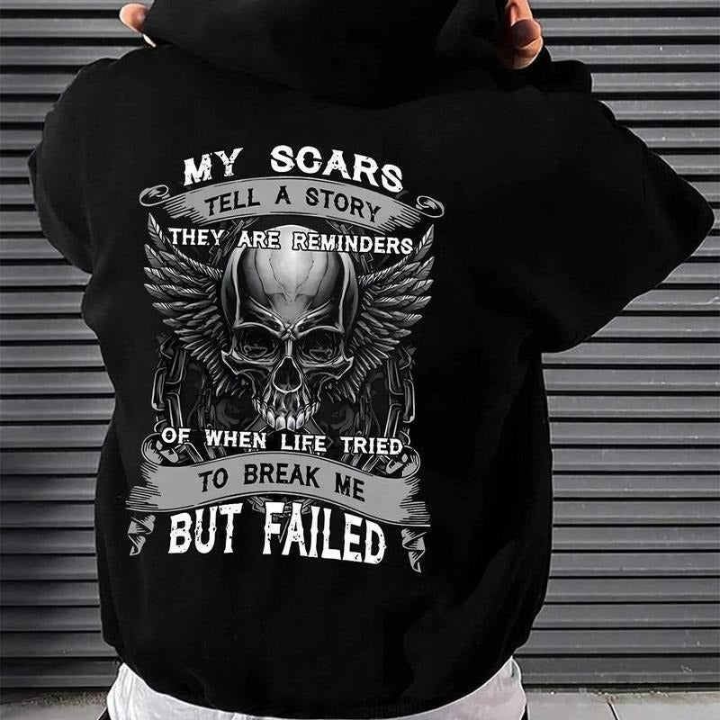 Skull Letter Print Drop Shoulder 1 Side Printed Man Woman Casual Crew Neck Long Sleeve 50 50 Cotton Polyester Blend Classic Fit Retro T-Shirts