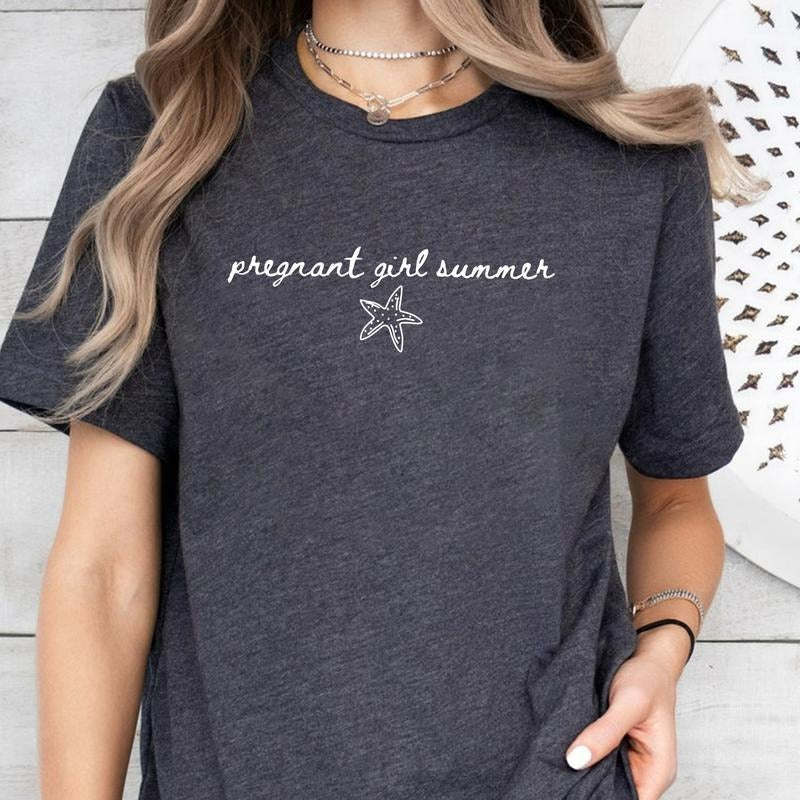 Pregnant Girl Summer Shirt Summer Pregnancy Baby Announcement Expecting Mom Funny Beach Pregnancy Shirt Mom Be T-Shirts