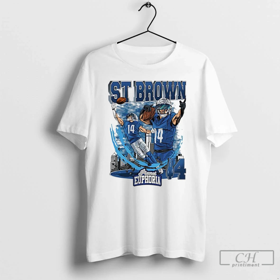 Amon Ra St Brown 14 Detroit Lions Football Skyline