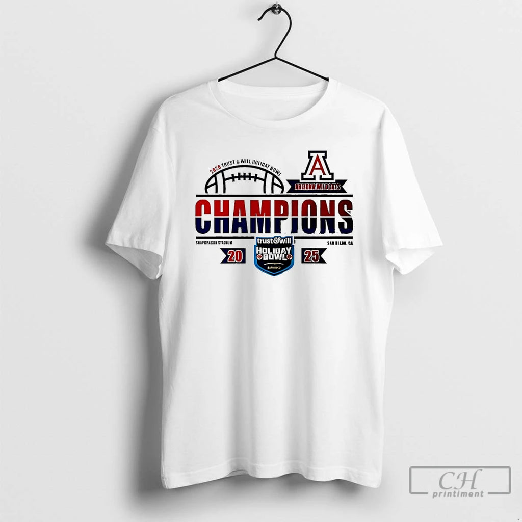 Premium Arizona Wildcats Football 2026 Trust And Will Holiday Bowl Champions Logo T Shirts Sweater