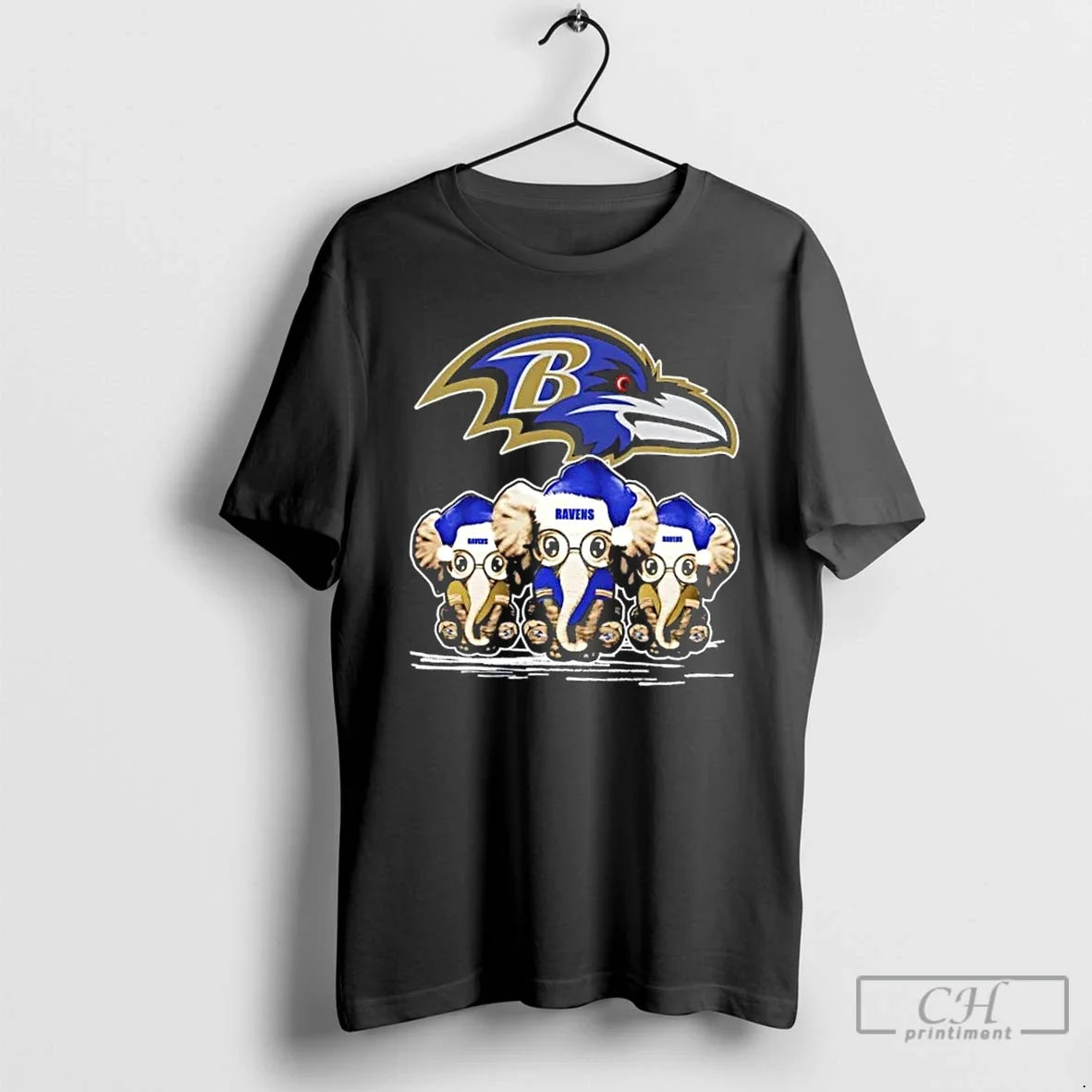 Baltimore Ravens X Elephants Santa Hat Merry