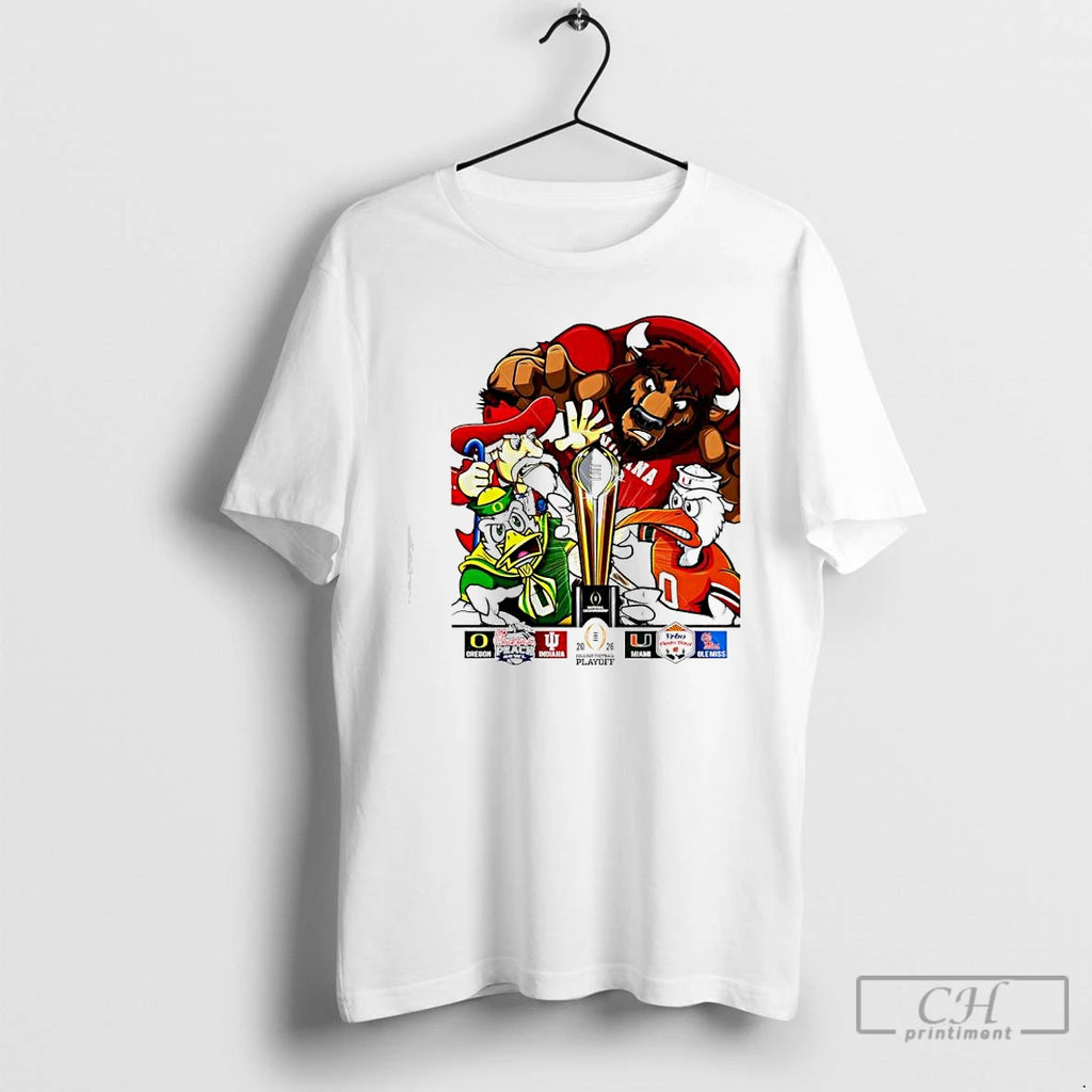 Premium Cfp National Champions Oregon X Indiana And Miami X Ole Miss 2026 Playoff Mascots