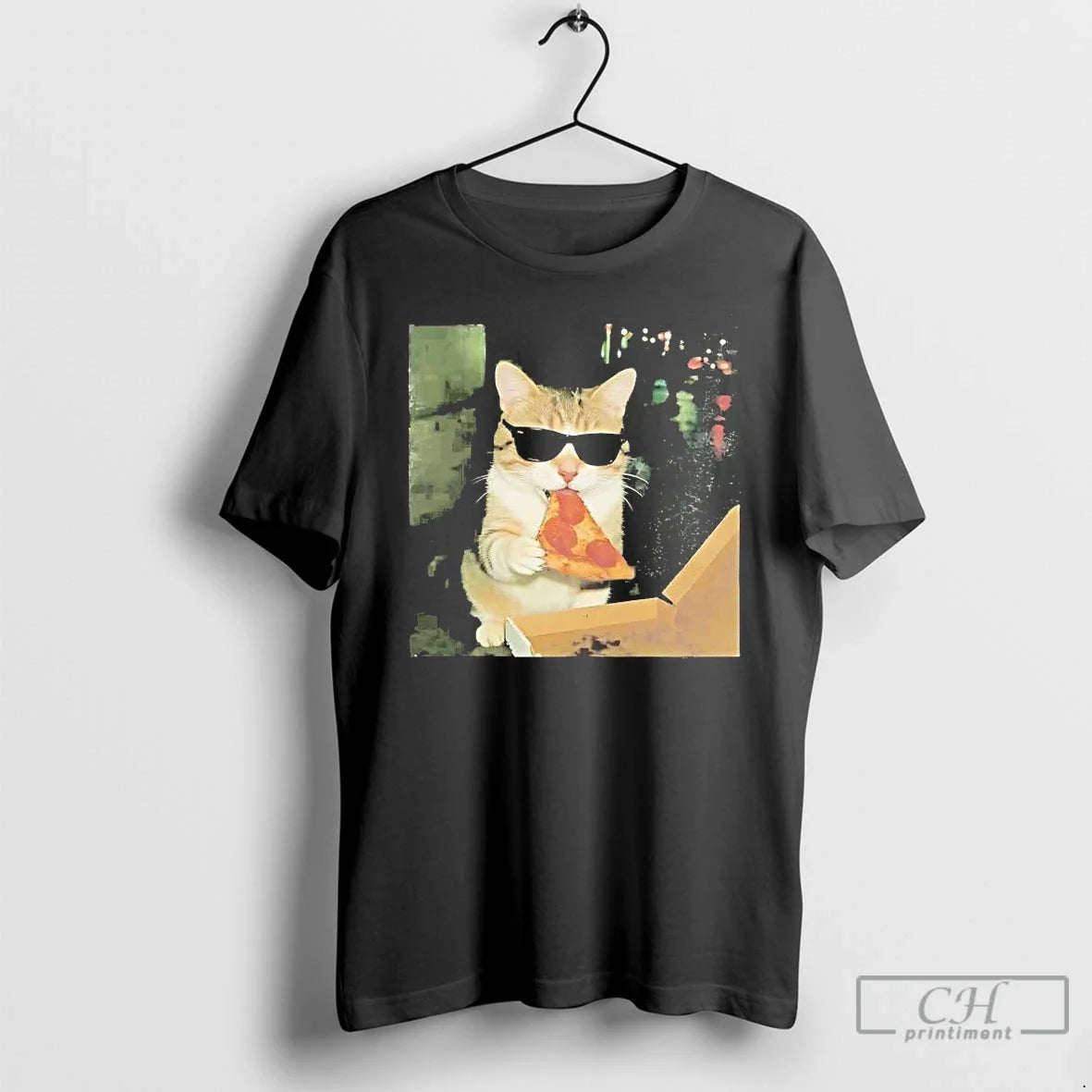 Cat Sunglasses Eating Pizza Meme