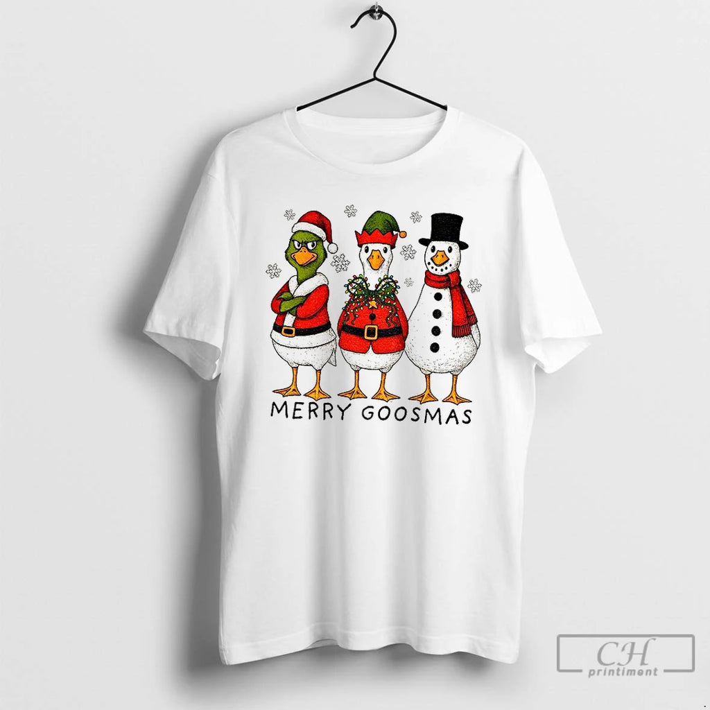 Premium Cute Christmas Goose Movie Characters Merry Goosmas 2025 T Shirts