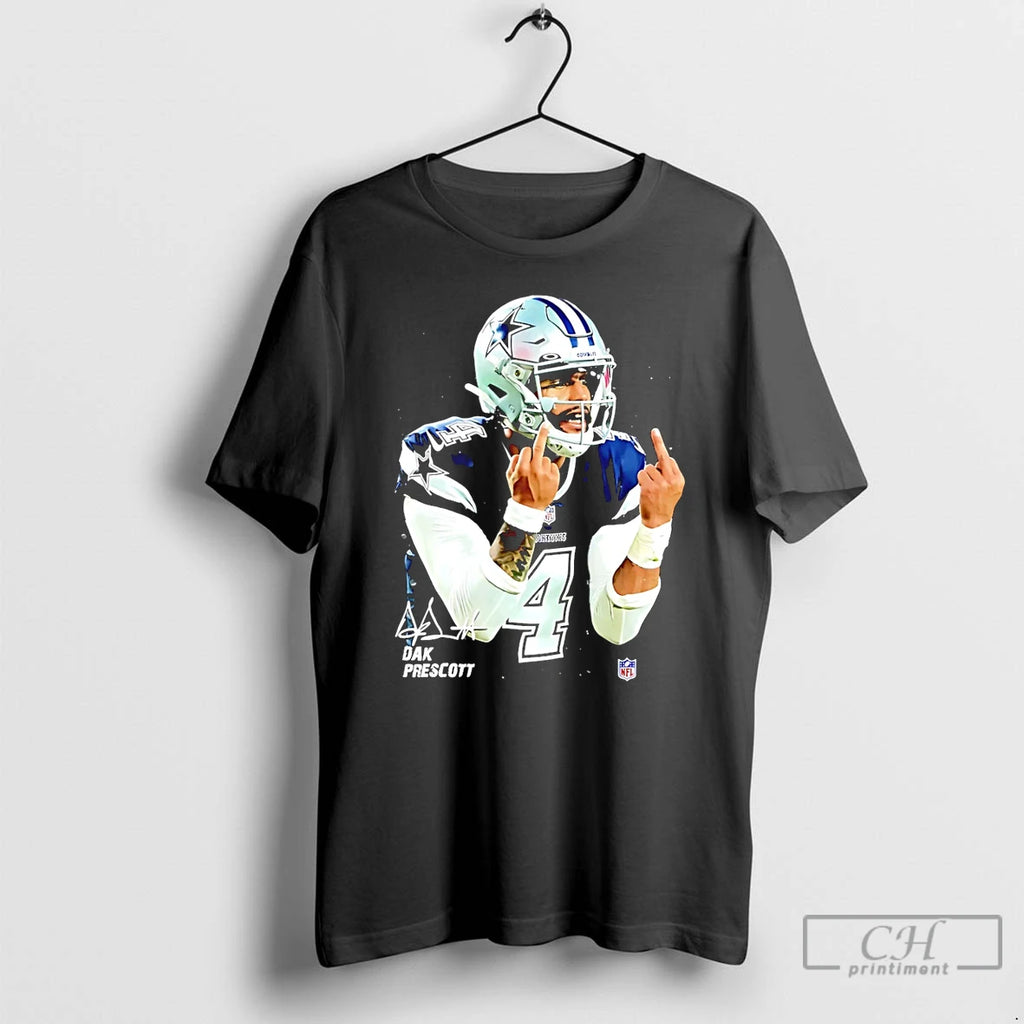 Premium Dak Prescott Dallas Cowboys Middle Finger Signature