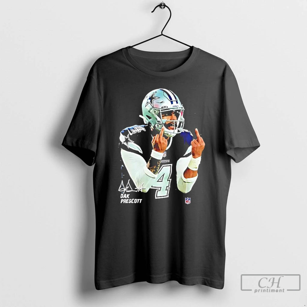 Premium Dak Prescott Middle Finger Dallas Cowboys Signature