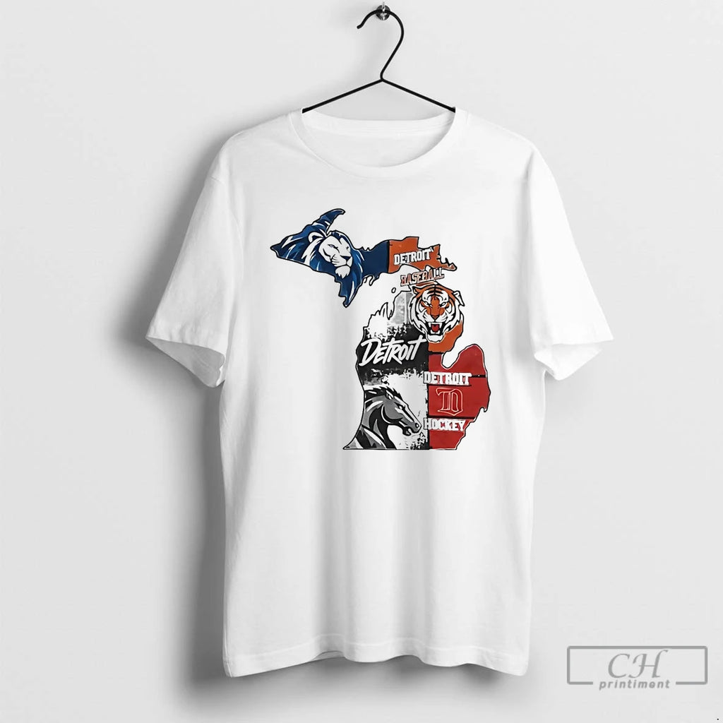 Premium Detroit Sports Team Lions Tigers Pistons Red Wings T Shirts