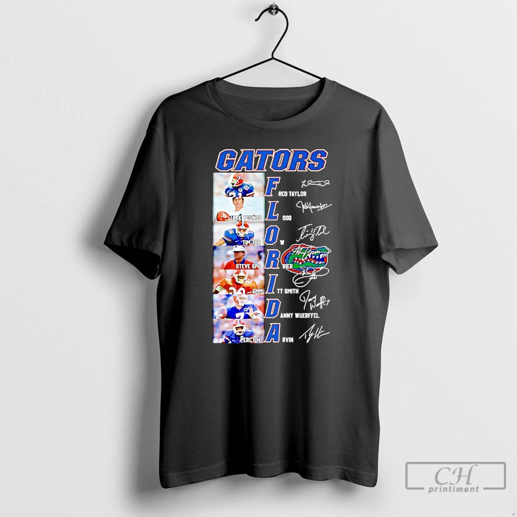 Premium Florida Gators Fred Taylor Youngblood Tebow Spurrier Smith Wuerffel Harvin Signatures T Shirts Sweater
