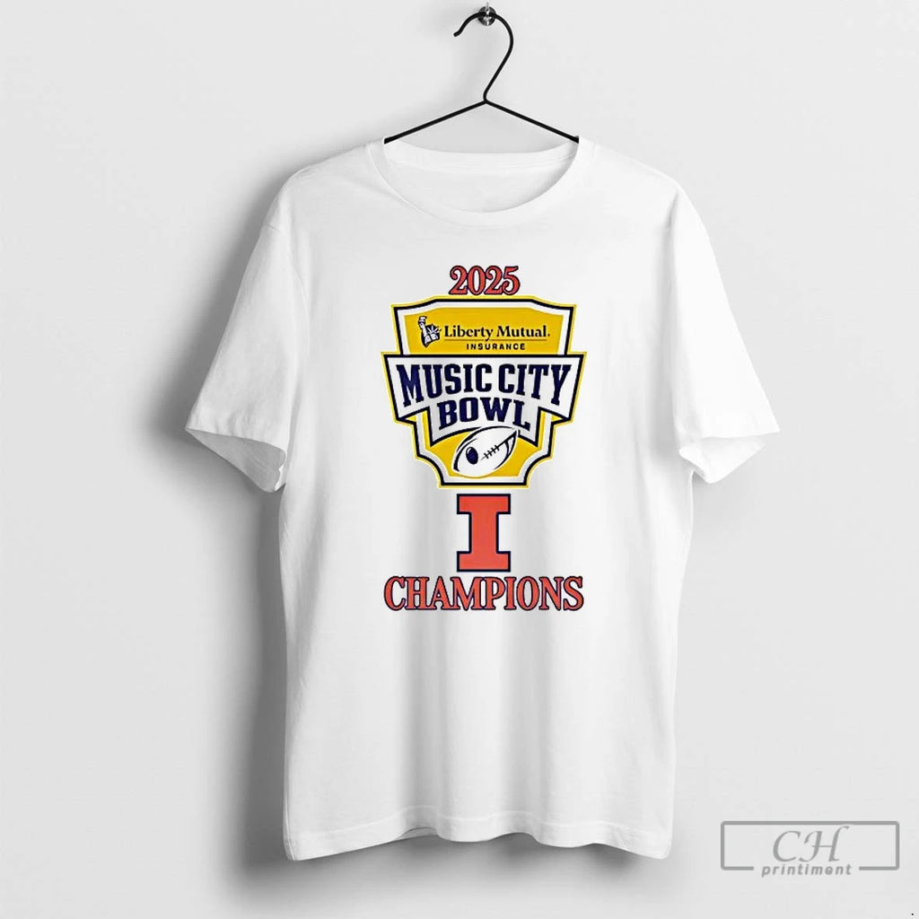 Premium Illinois Fighting Illini 2025 Music City Bowl Champions Logo