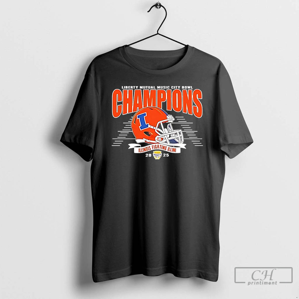 Premium Illinois Fighting Illini Football 2025 Liberty Mutual Music City Bowl Champions Classic T Shirts