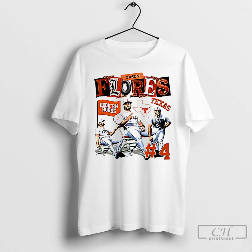 Premium Jason Flores Texas Baseball Ncaa Hook Em Horns Graphic