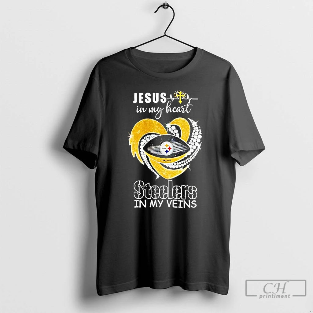 Premium Jesus In My Heart Pittsburgh Steeler In My Veins Diamond