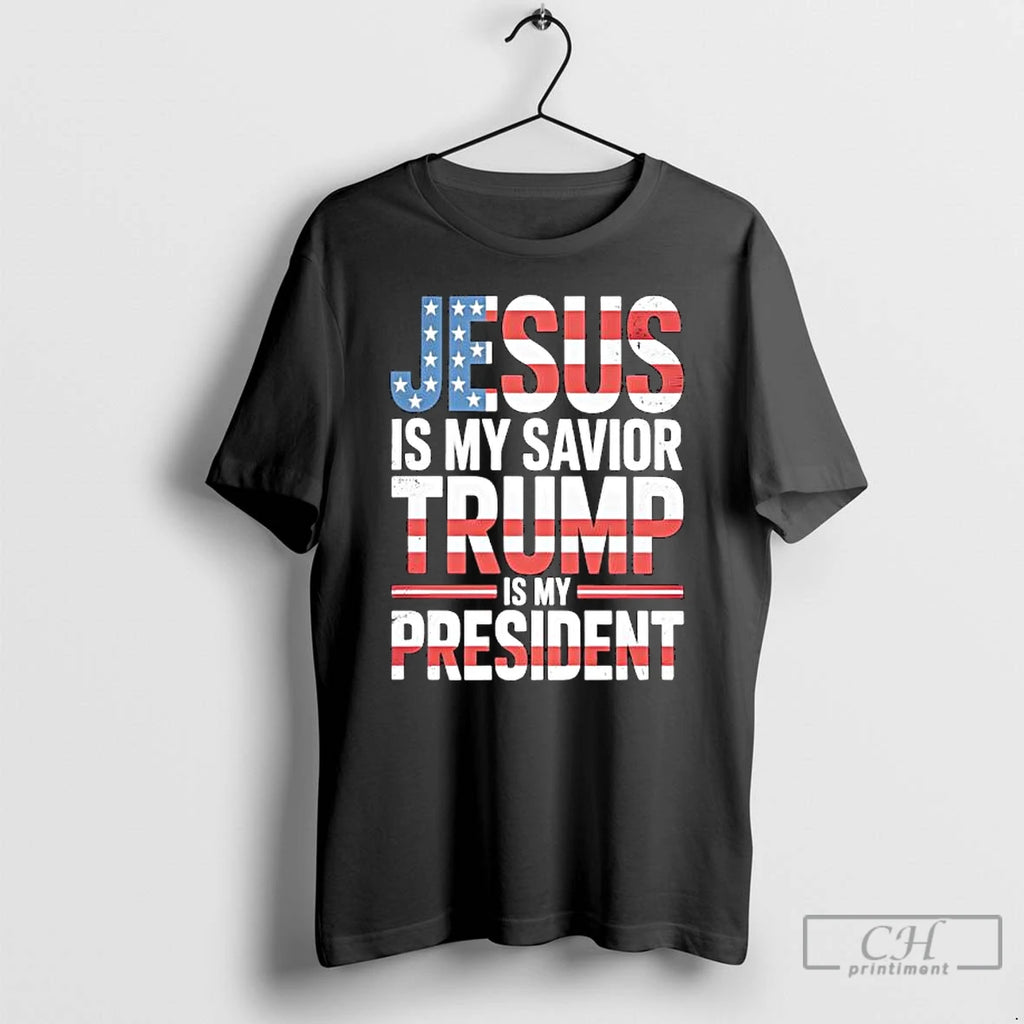 Premium Jesus Is My Savior Trump Is My President Flag American