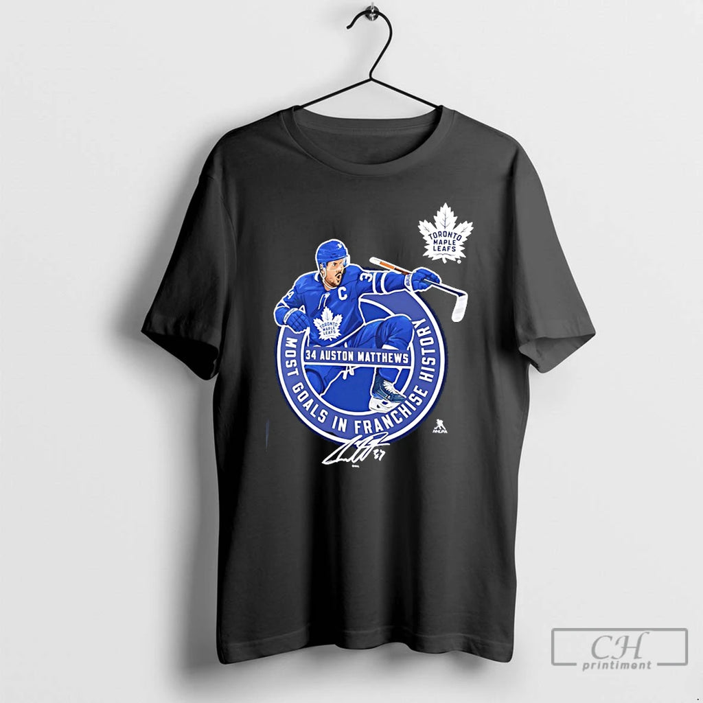 Premium Leafs Auston Matthews Most Goals In Franchise History Signature