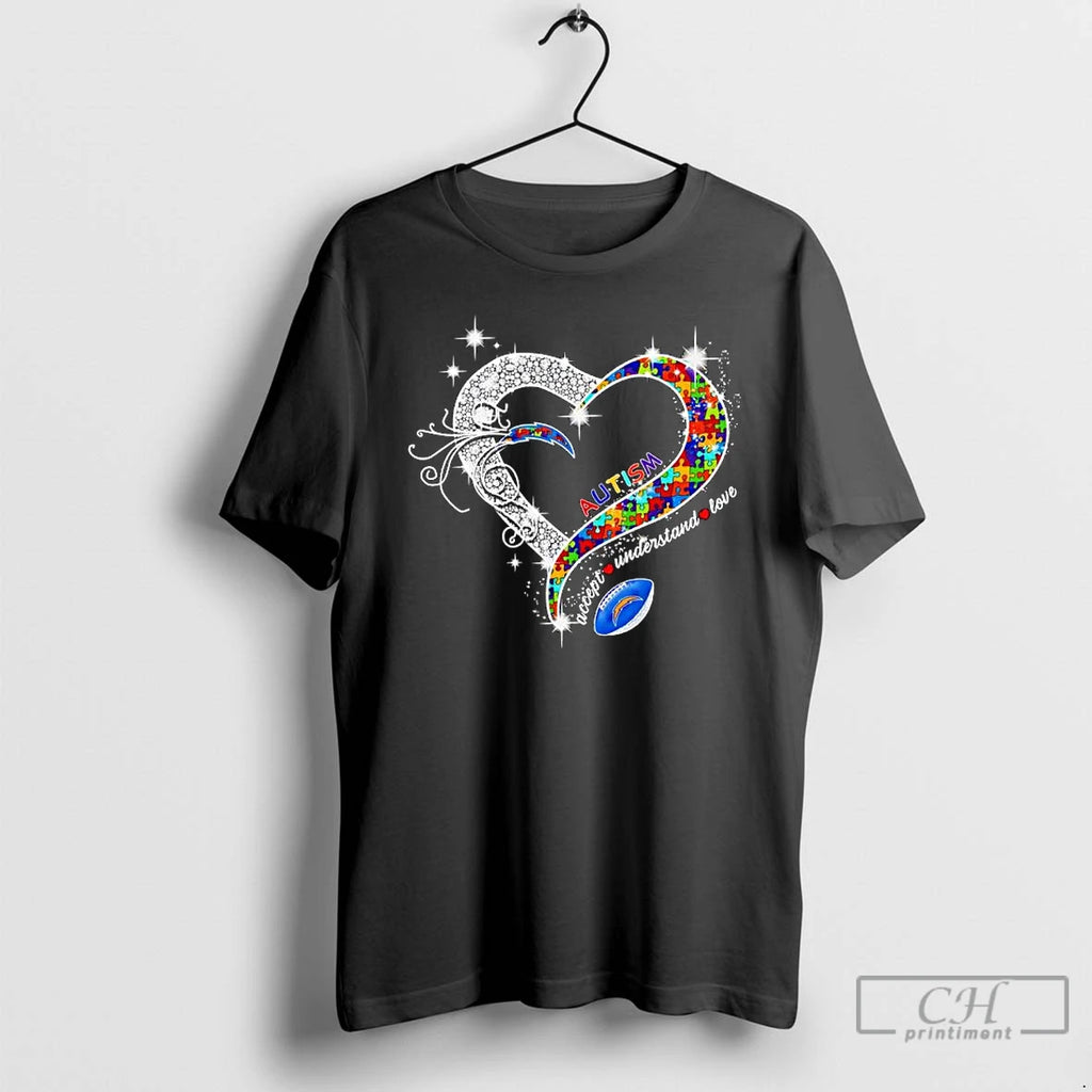 Premium Los Angeles Chargers Autism Accept Understand Love Football Heart