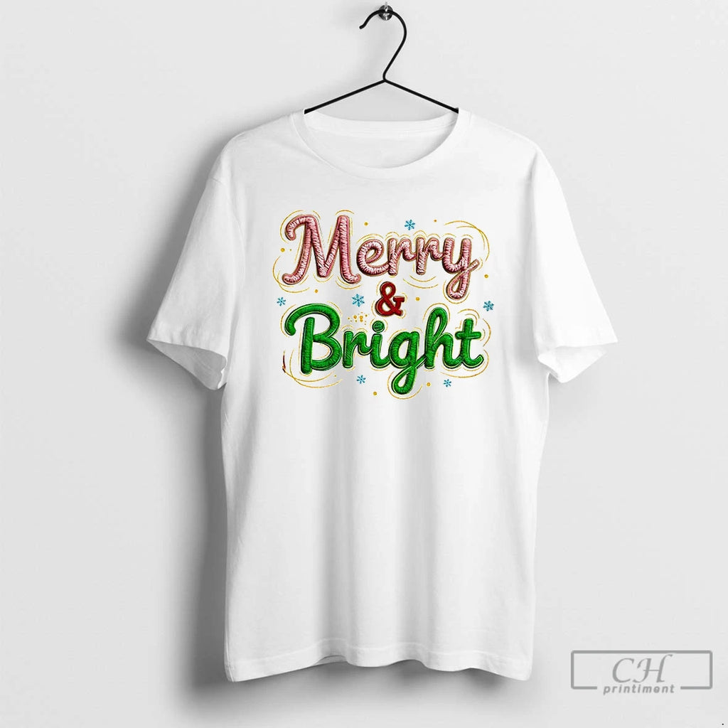 Premium Merry And Bright Preppy Christmas 2025 T Shirts