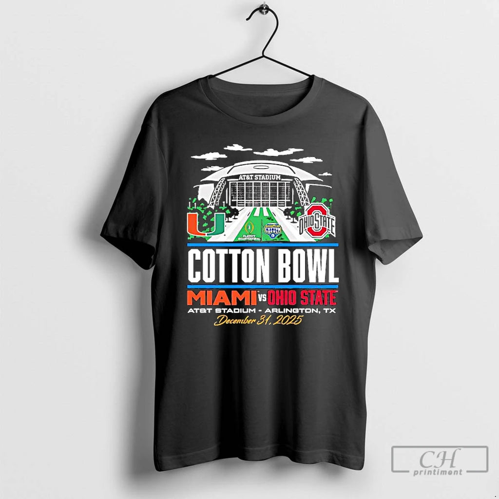 Premium Miami And Ohio State Cotton Bowl Att Stadium Arlington Tx 2025 T Shirts Sweater