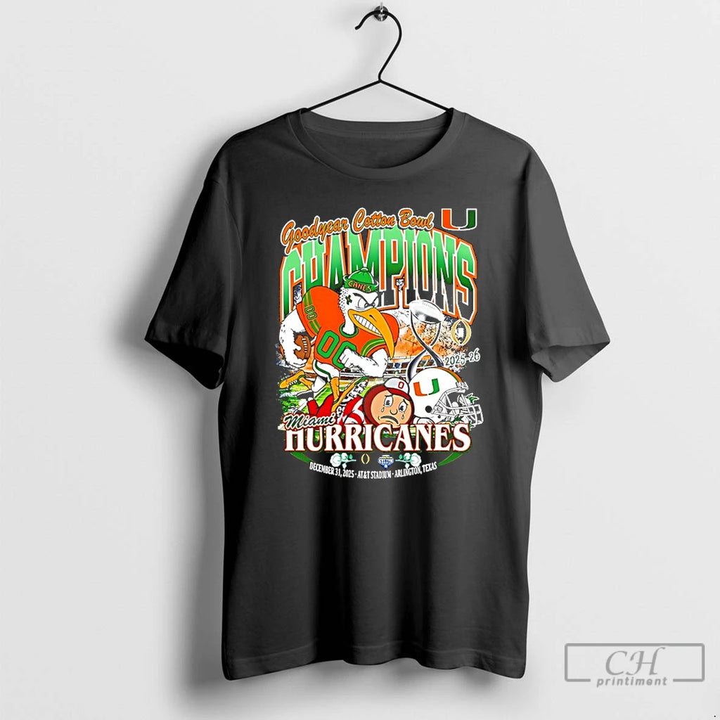 Premium Miami Beat Ohio State 2025 26 Goodyear Cotton Bowl Champions Mascot T Shirts Sweater