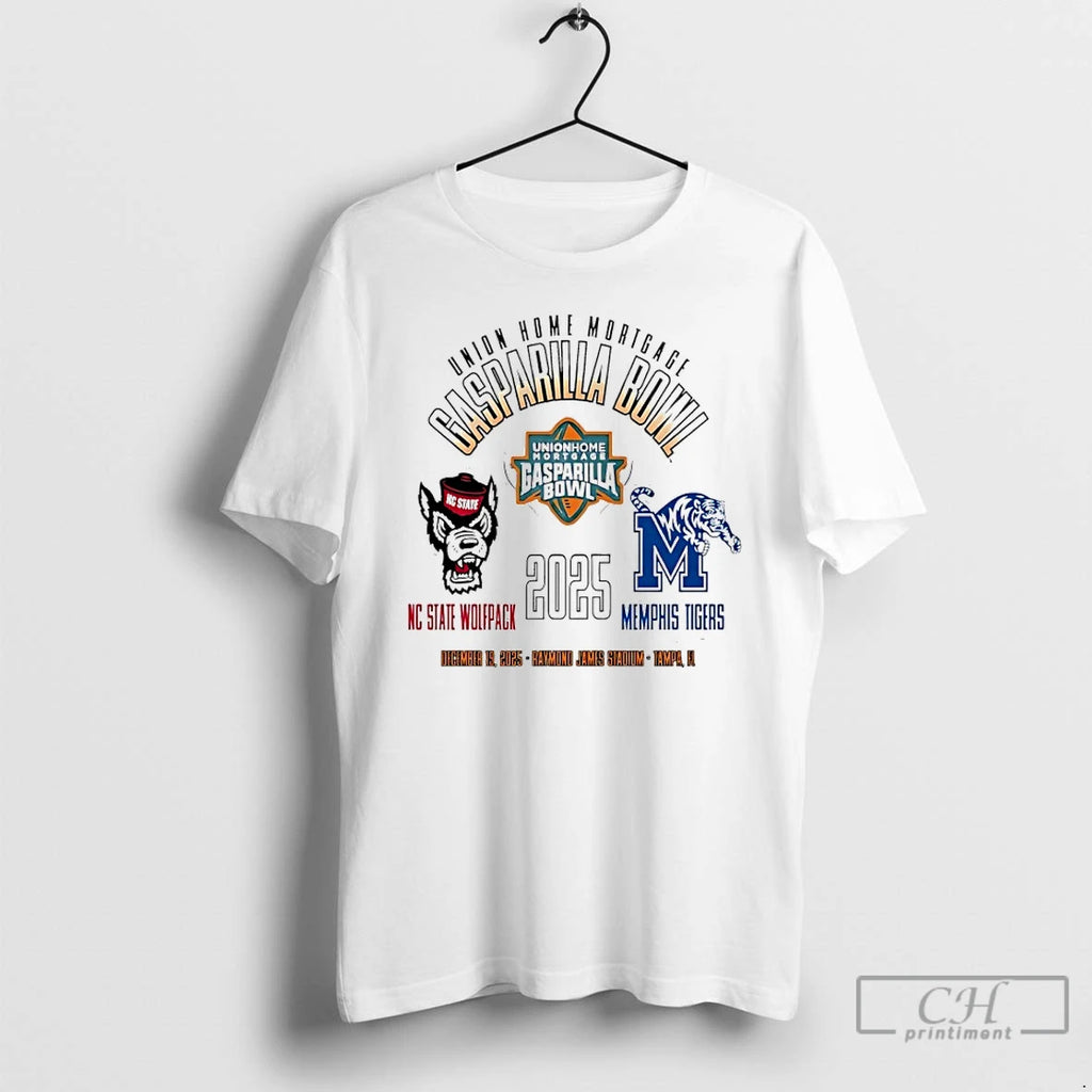 Premium Nc State Wolfpack Vs Memphis Tigers 2025 Union Home Mortgage Gasparilla Bowl T Shirts