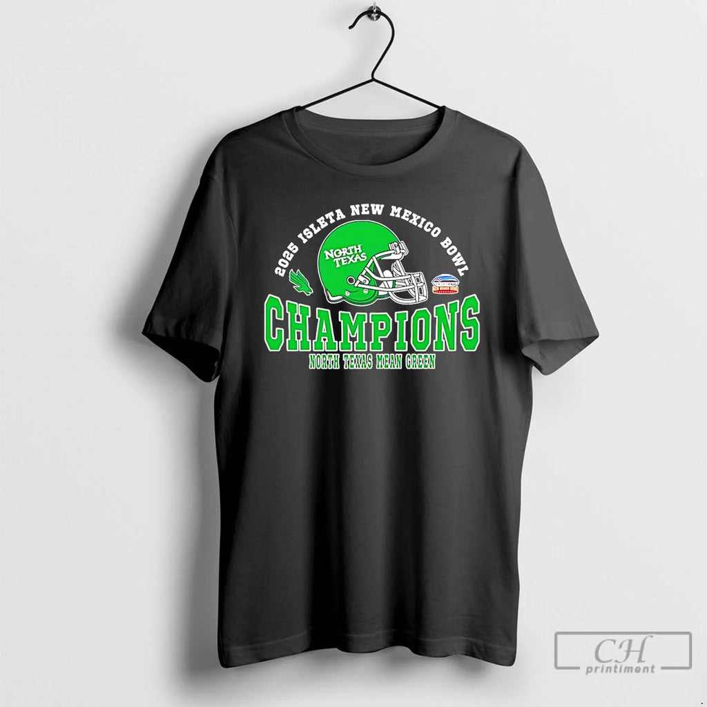 Premium North Texas Mean Green 25 Isleta New Mexico Bowl Champions Helmet T Shirts Sweater