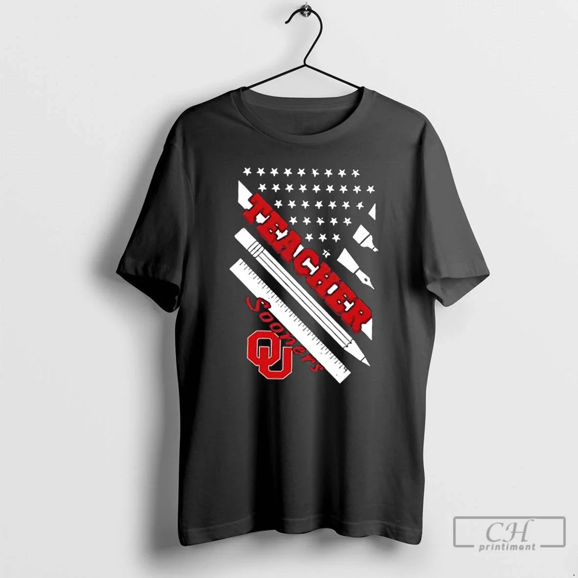 Oklahoma Sooners X Teacher American Flag