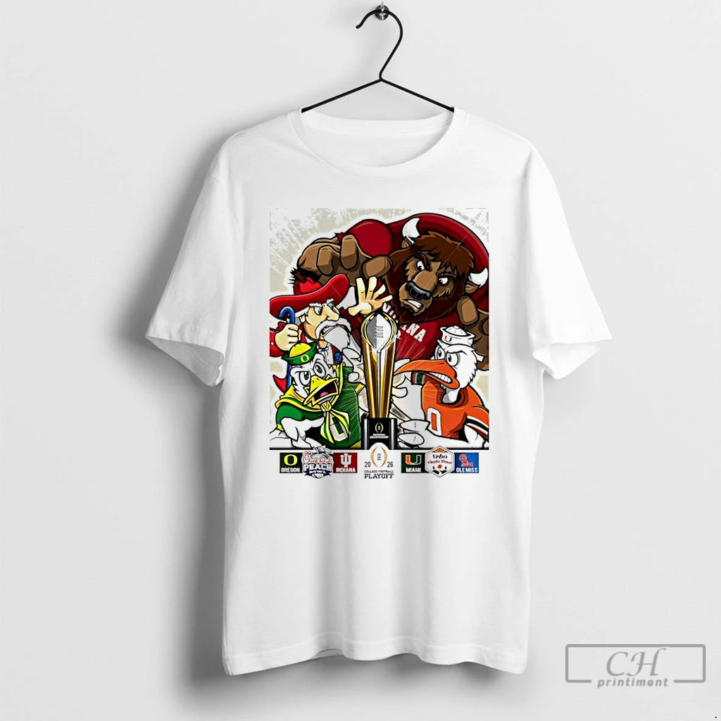 Premium Oregon Indiana Miami And Ole Miss 2026 College Football Final Four T Shirts Sweater