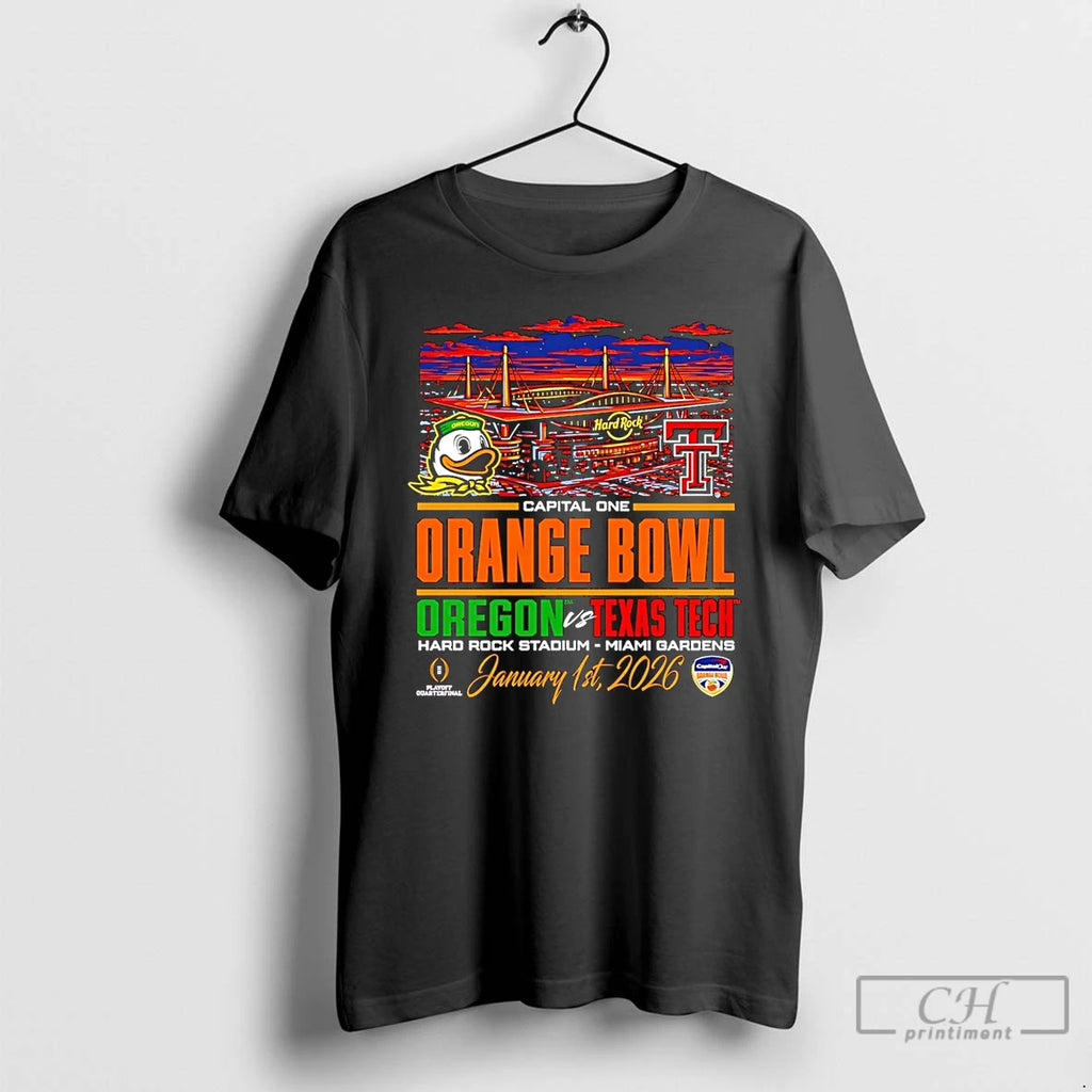 Premium Oregon Vs Texas Tech Cfp 26 Orange Bowl City Skyline