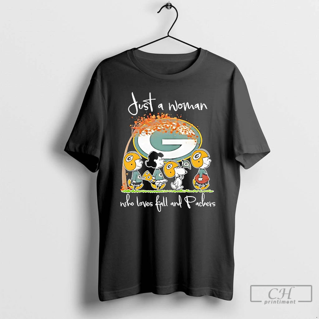 Premium Peanuts Green Bay Packers Just A Woman Who Loves Fall And Packers T Shirts