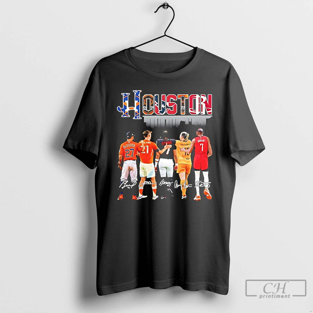 Premium Sports In City Houston Altuve Mcglynn Stroud Patterson And Durant City Skyline Signatures