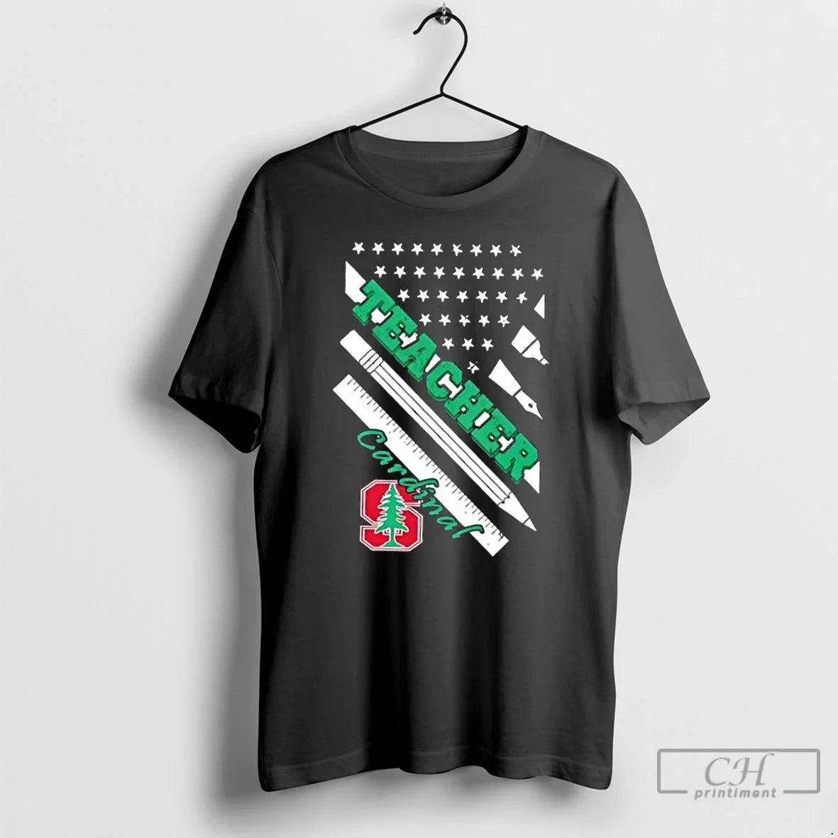 Stanford Cardinal X Teacher American Flag