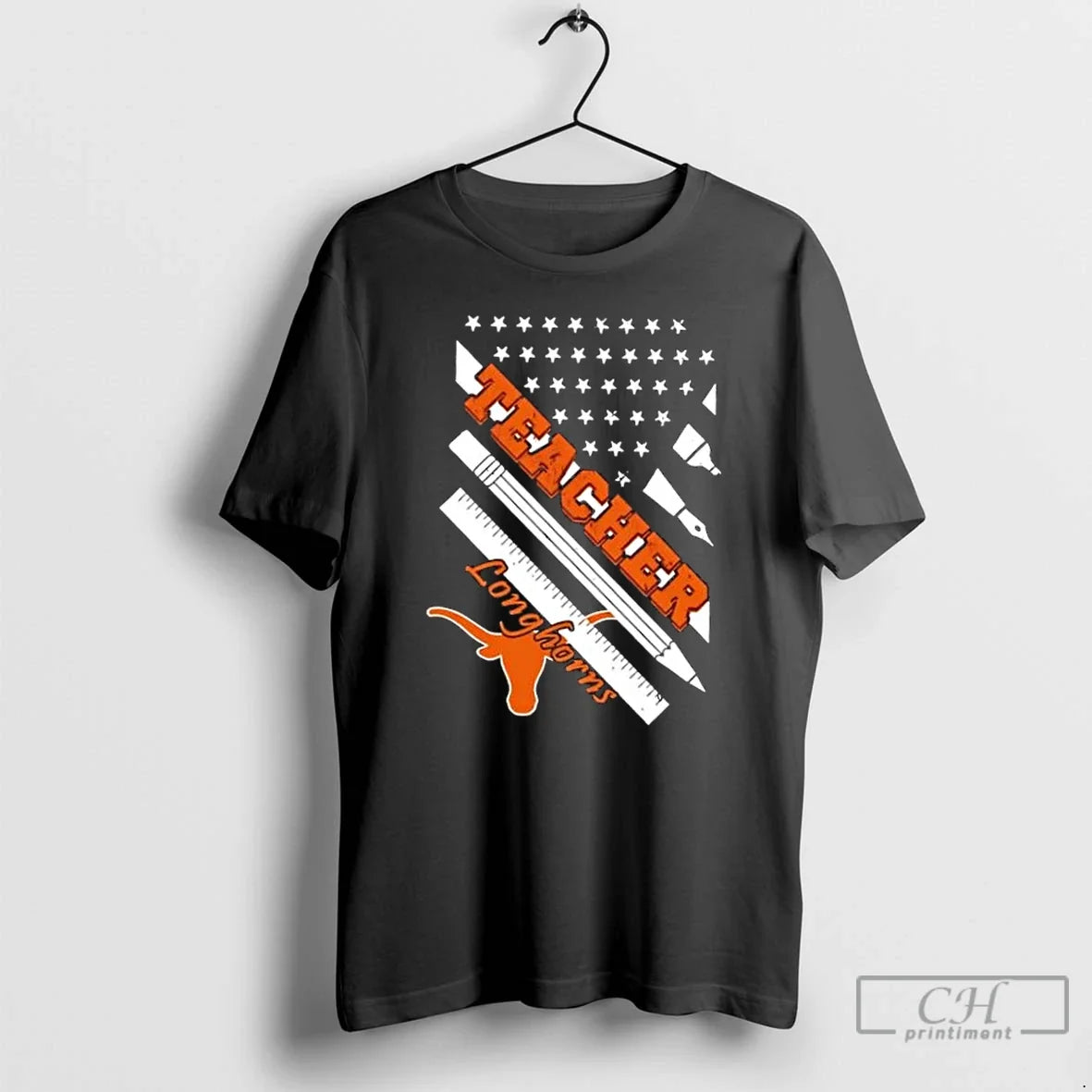 Texas Longhorns X Teacher American Flag