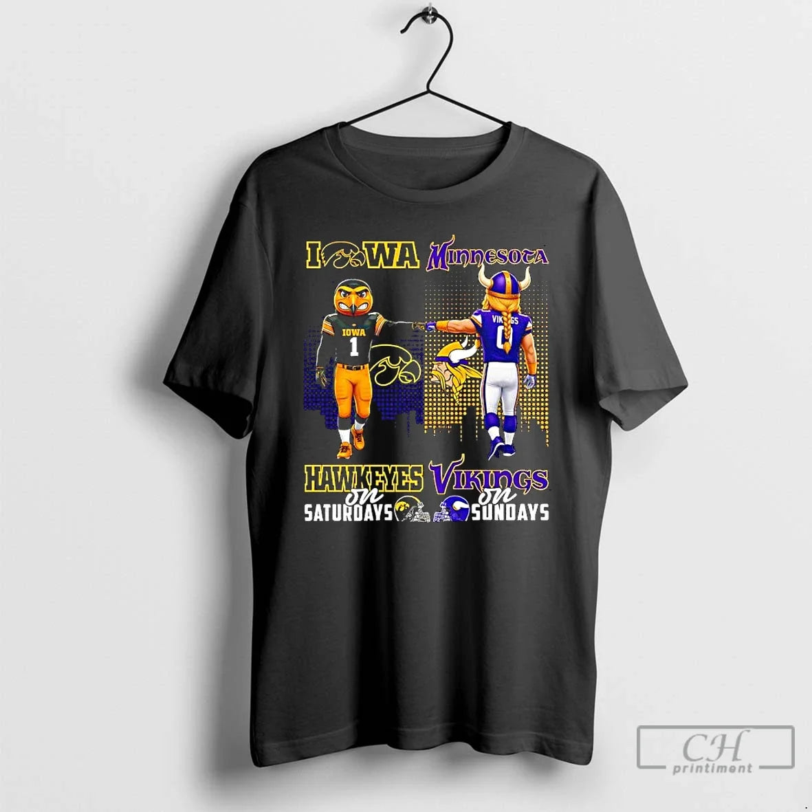 Iowa Hawkeyes Saturdays Minnesota Vikings Sundays Mascots Logos