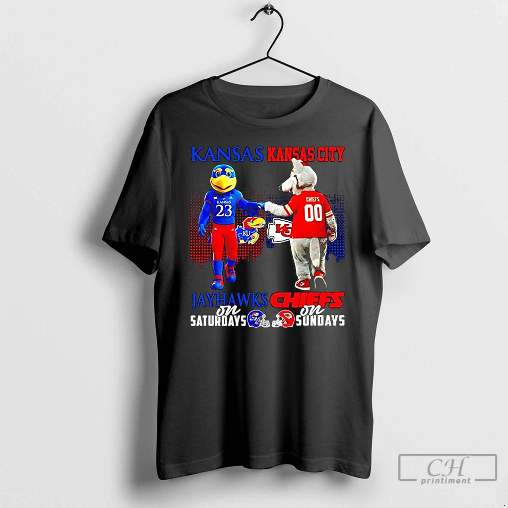 Premium The Kansas Jayhawks On Saturdays And Kansas City Chiefs On Sundays Mascots Logos