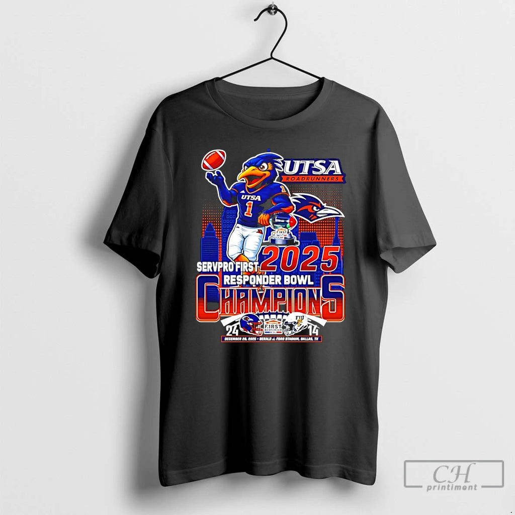 Premium Utsa Roadrunners 2025 Servpro First Responder Bowl Champions Mascot