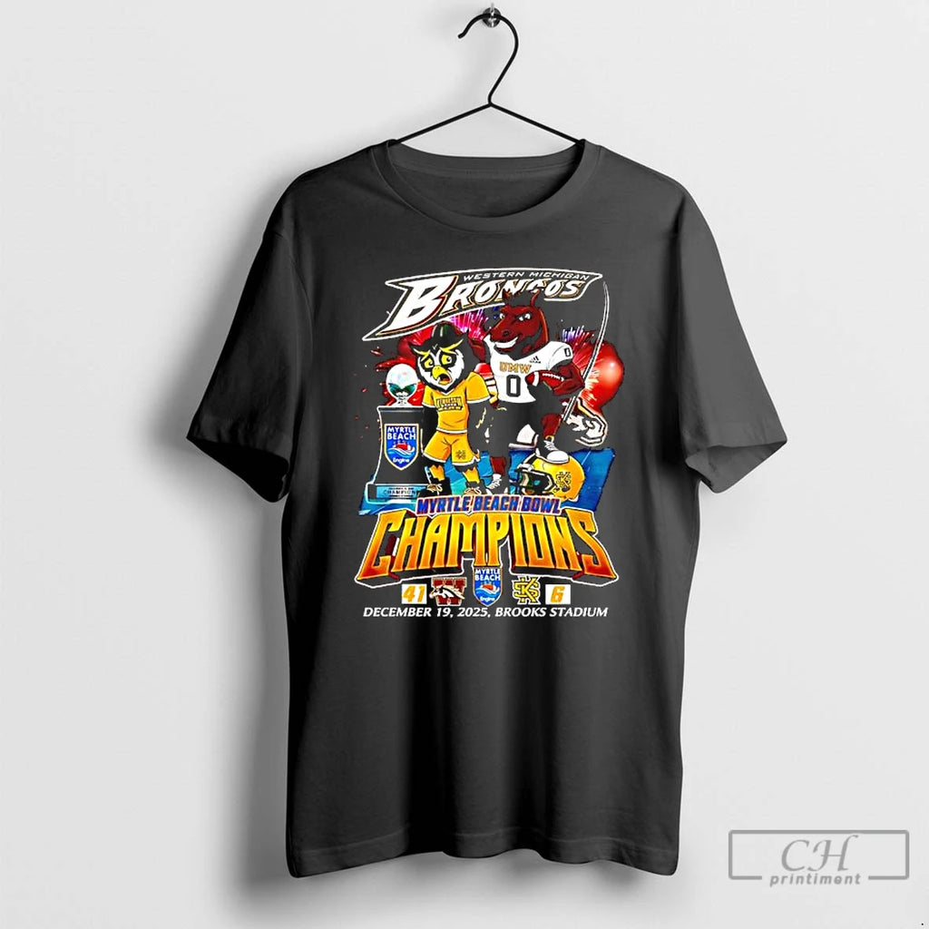 Premium Western Michigan Broncos 2025 Myrtle Beach Bowl Champions December 19th Brooks Stadium T Shirts