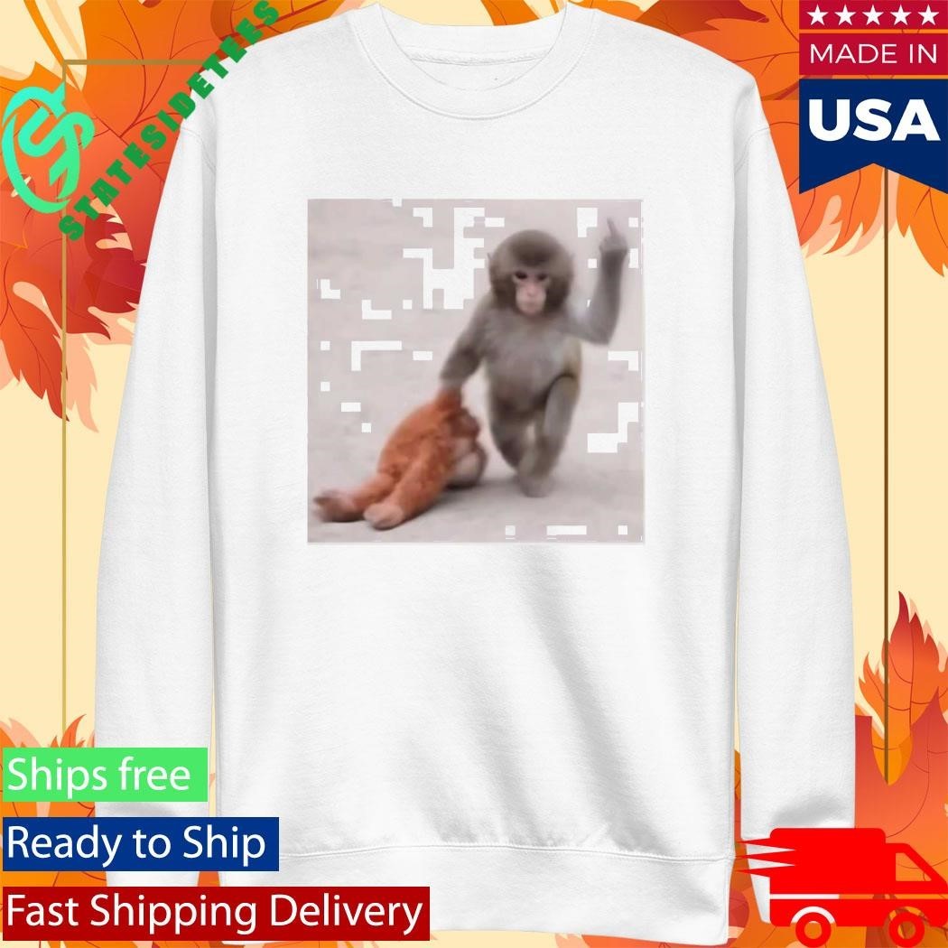 Punch The Monkey Middle Finger Shirt Unisex , , , Long Sleeve Tee