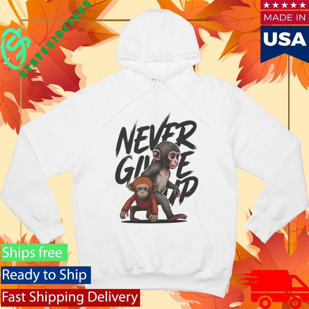 Punch The Monkey Never Give Up Shirt Unisex , , , Long Sleeve Tee