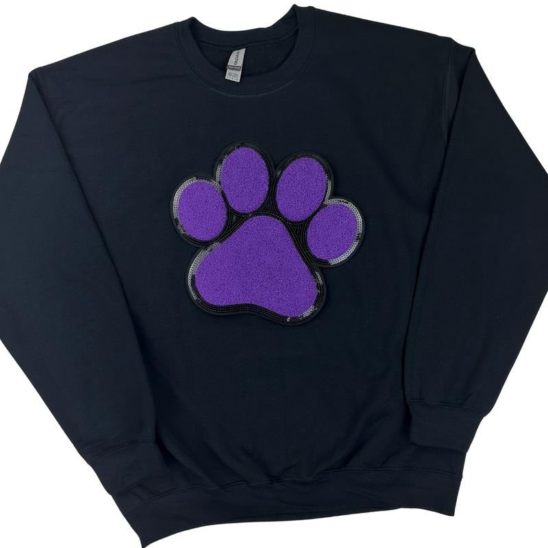 Purple Paw Chenille Patch BLACK T-Shirts