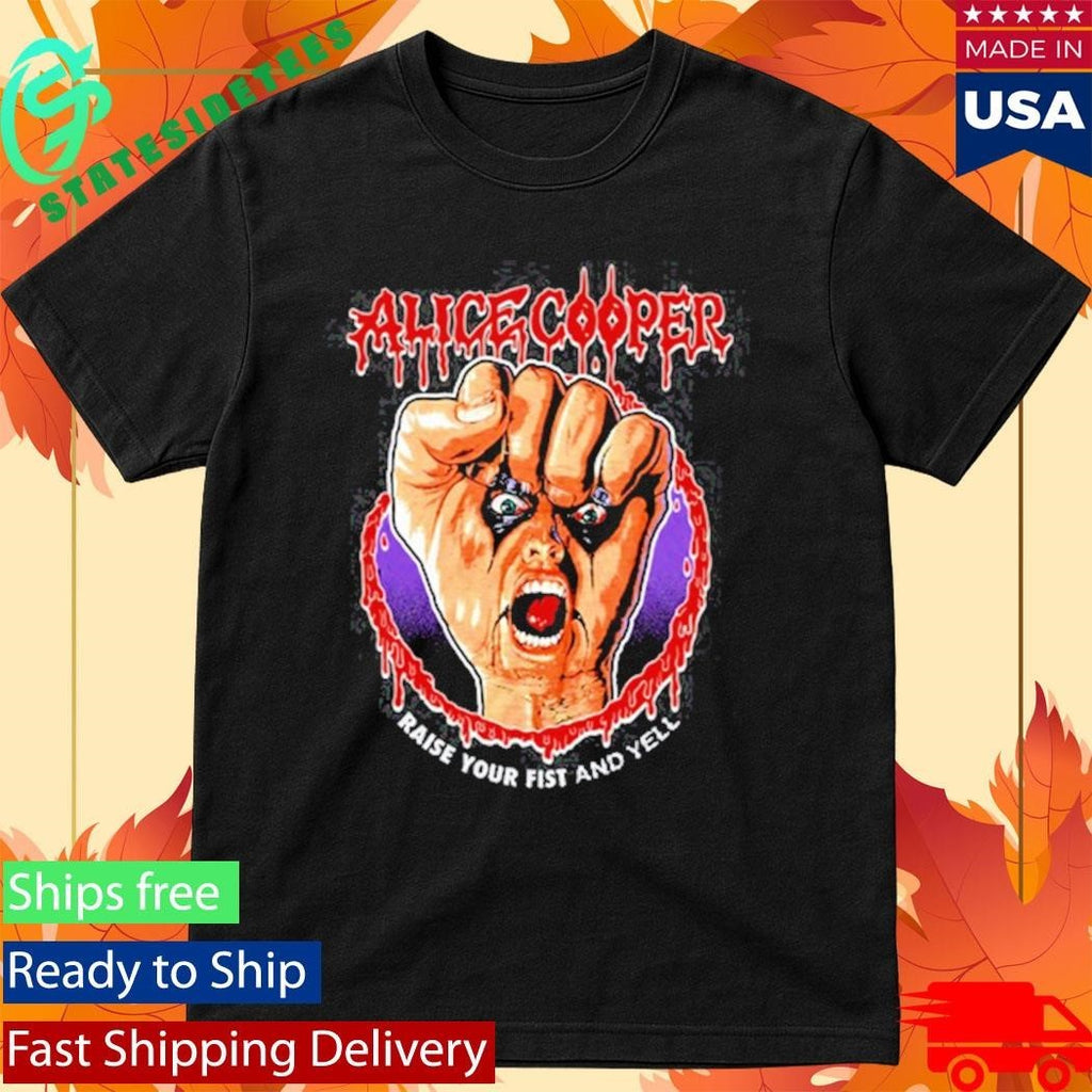 Raise Your Fist Vignette Alice Cooper Shirt Unisex , , , Long Sleeve Tee