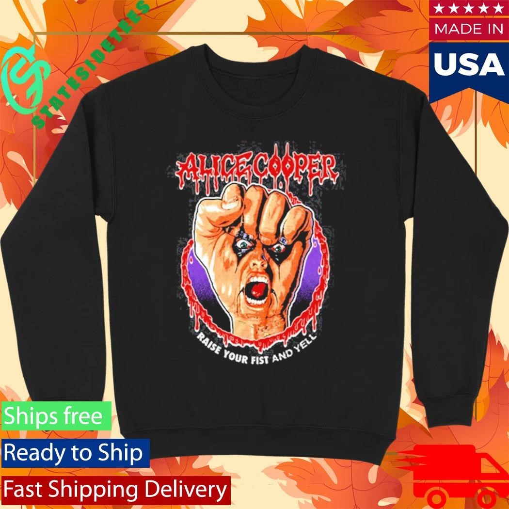 Raise Your Fist Vignette Alice Cooper Shirt Unisex , , , Long Sleeve Tee