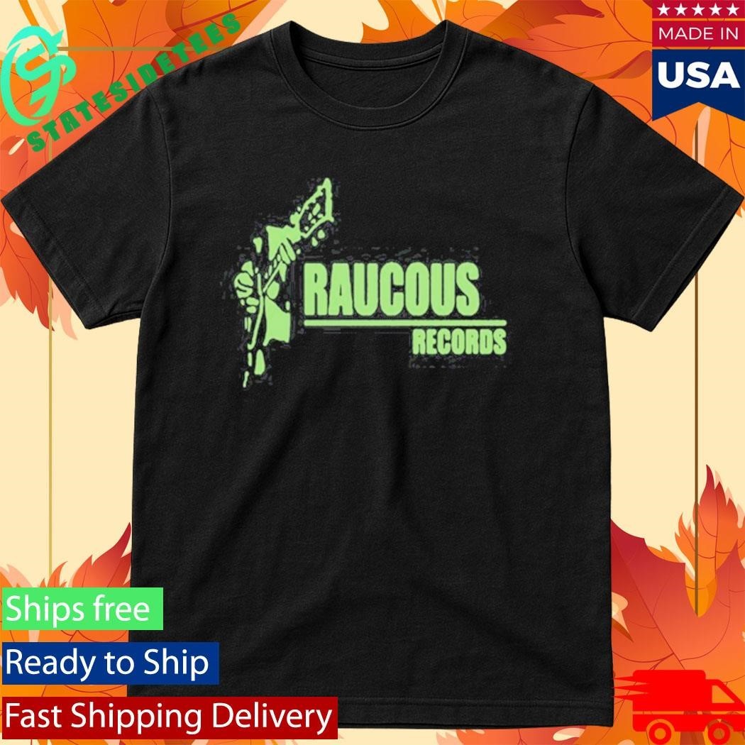 Raucous Records Guitar Logo Shirt Unisex , , , Long Sleeve Tee