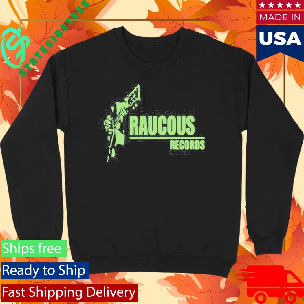 Raucous Records Guitar Logo Shirt Unisex , , , Long Sleeve Tee